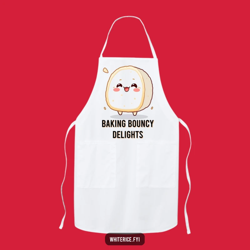 Funny Kawaii Rice Cake Apron: Cheerful Kitchen Bounces