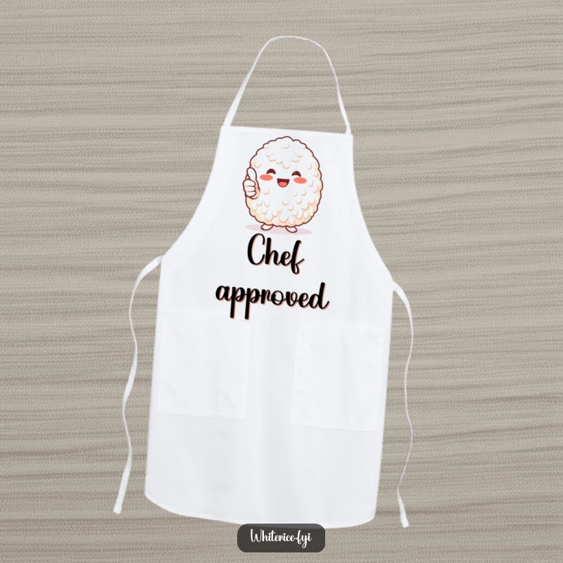 Funny heap of white rice giving a thumbs-up apron, perfect for kitchen duties with a side of humorous approval.