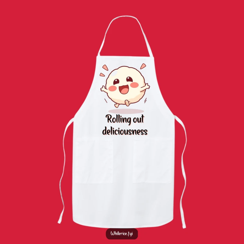 Funny Kawaii Risotto Ball Apron: Excited Chef Character, Playful Kitchen Gift
