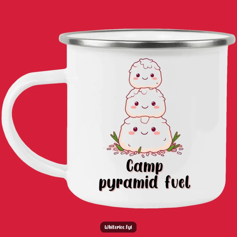 Durable Funny Rice Pyramid Camping Mug: For Harmonious Sips Outdoors