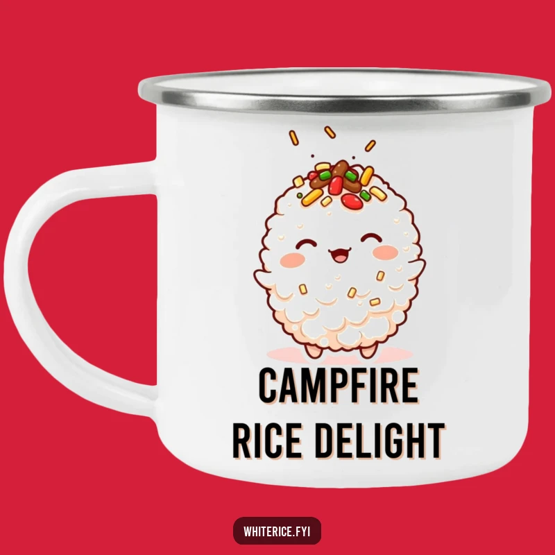 Durable Funny Kawaii Fried Rice Camping Mug with a Wink