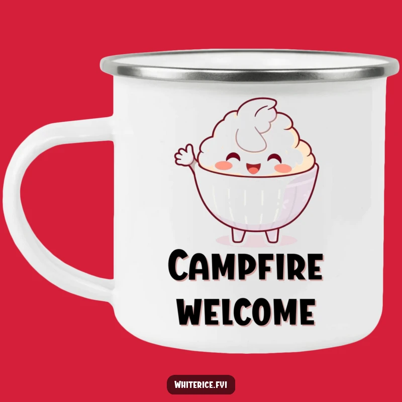 Funny Welcoming Rice Bowl Camping Mug: Adventure with Hospitality!