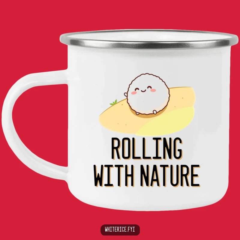 Funny Rice Ball Rolling Camping Mug: Cute Food Character Outdoor Gift