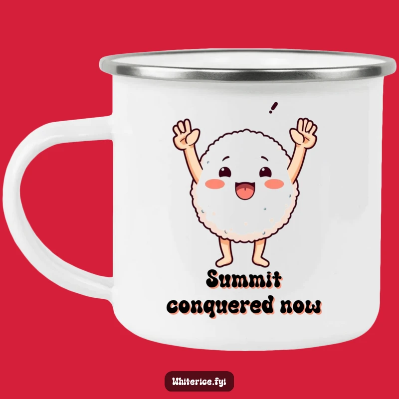 Funny Triumphant Rice Camping Mug - Adventure Fuel for Victors!