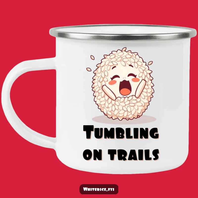 Funny Tumbling Rice Camping Mug: Sip with Surprise on Adventures
