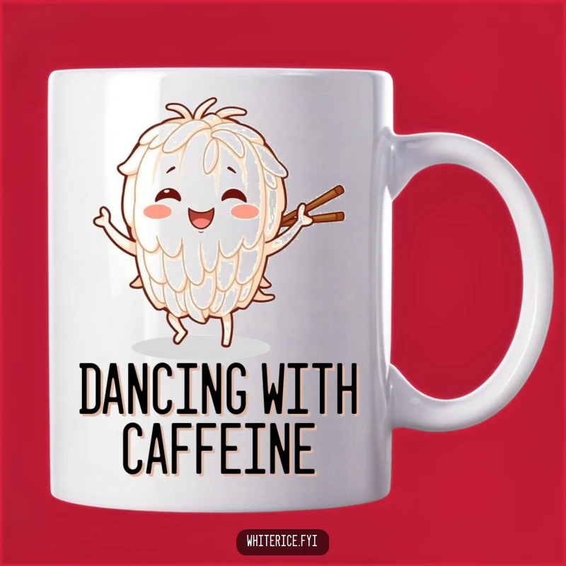 Funny Dancing Rice Mug: Joyful Character with Chopsticks, Humorous Gift