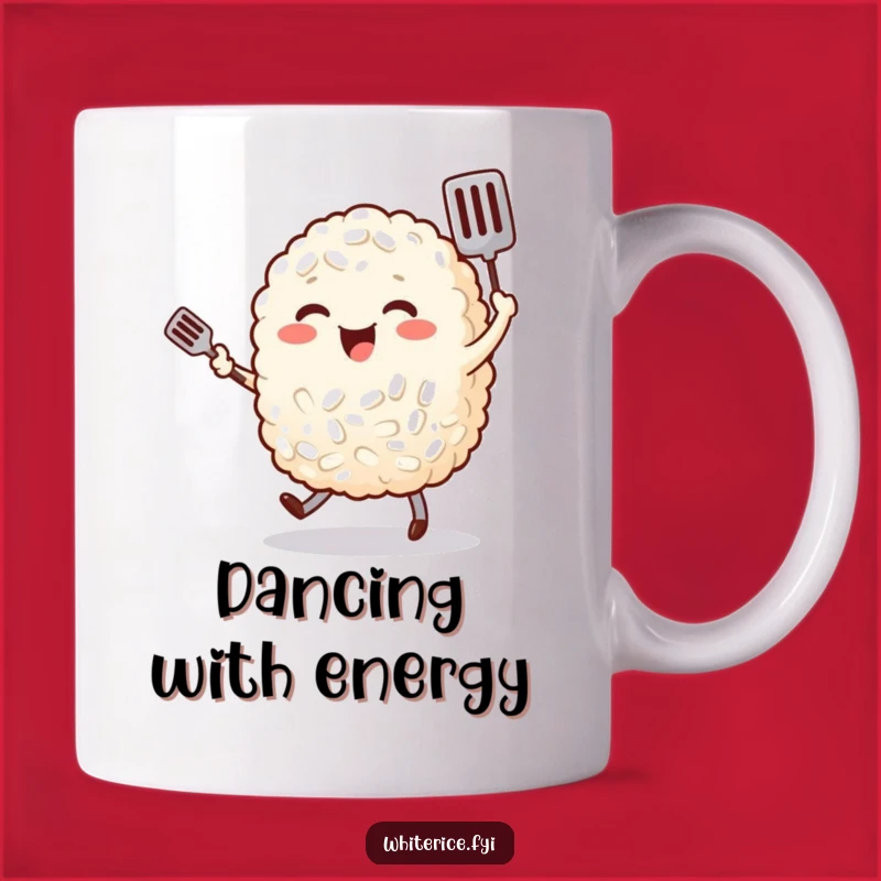 Funny Rice Dancing Mug: Cheerful Character Gift for Food Lovers