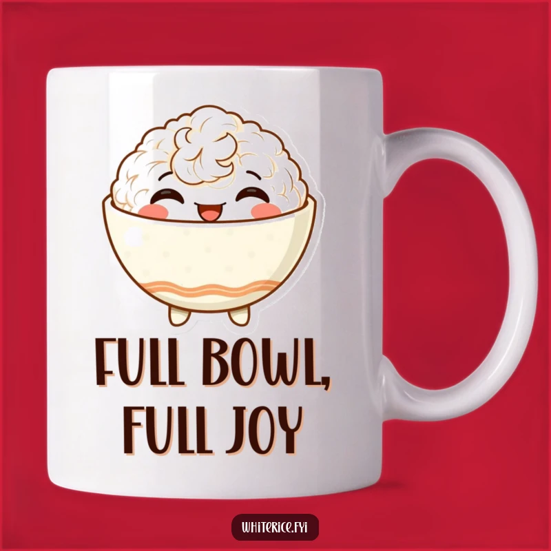 Funny Satisfied Rice Bowl Mug - Beaming Smile Perfect Funny Gift