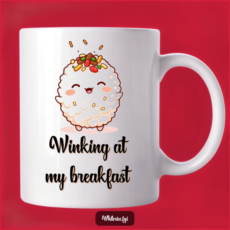 Funny Kawaii Fried Rice Mug: Winking Character Gift