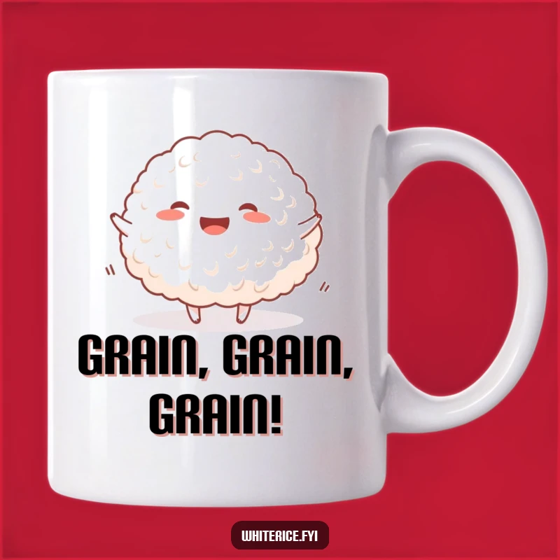 Funny Happy Rice Mug: Bounce into Your Day with Delicious Cheer