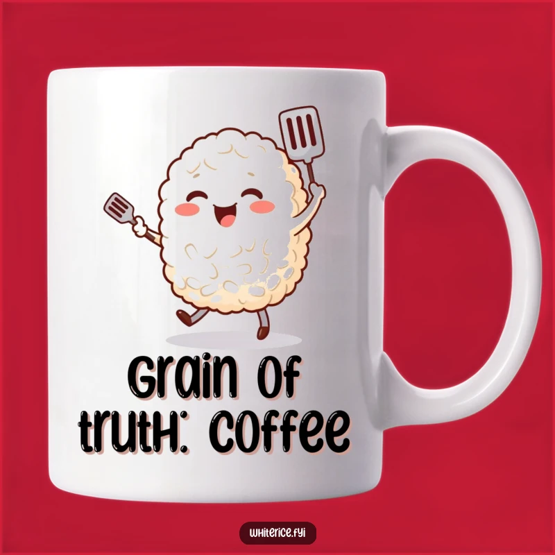 Funny Rice Dancing Spatula Mug: Cute Food Character Gift for Foodies