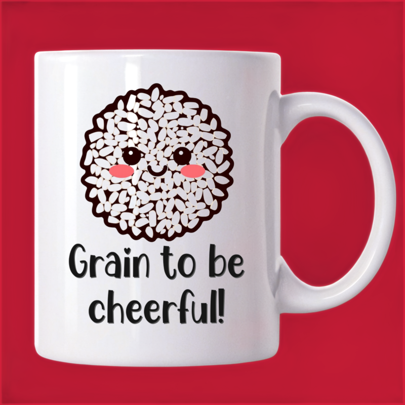 Happy Rice Face Mug: Start Your Day Smiling! 