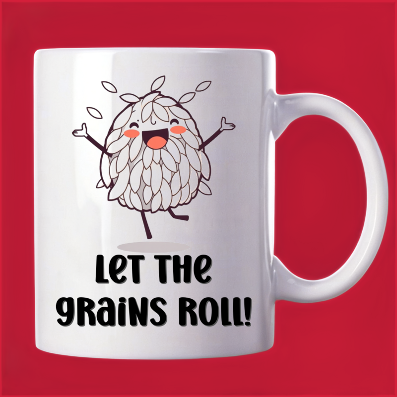 Dancing Rice Grains Mug: A Fun and Playful Design 