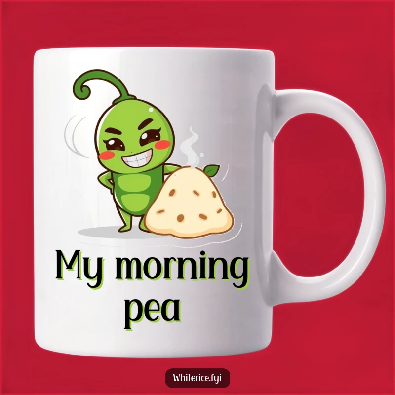 Funny Pea Proud Grin Mug: Steaming Mound Hilarious Foodie Gift