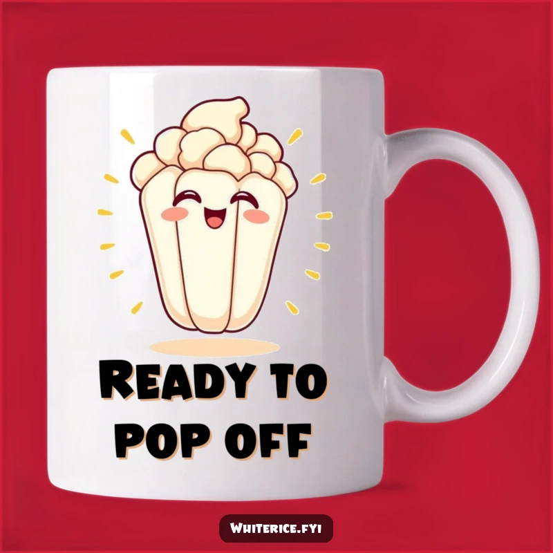 Funny Kawaii Popcorn Mug: Excited Popping Kernel Gift