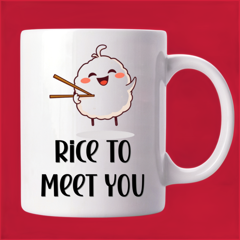 Chopstick Juggling Rice Mug: Fun Design 