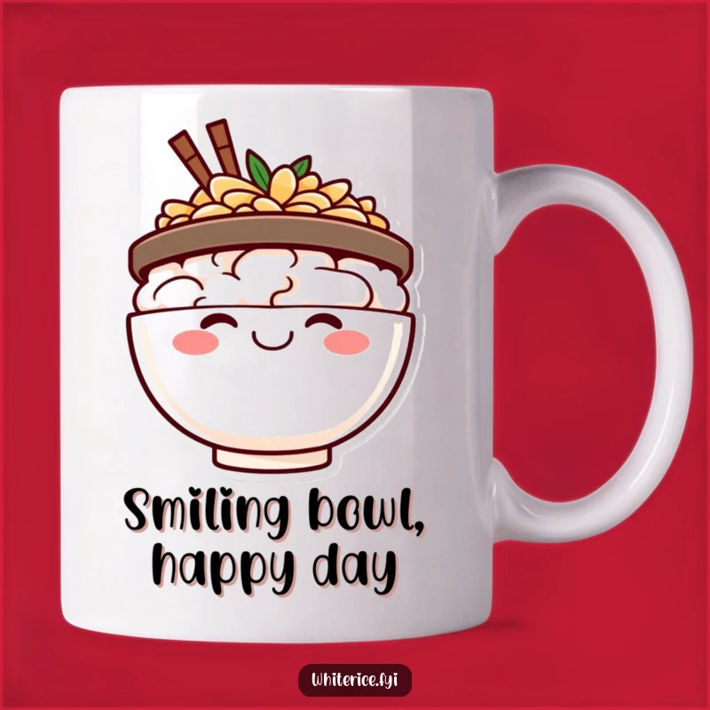 Funny Happy Rice Bowl Mug - Beaming Smile, Perfect Positivity Gift