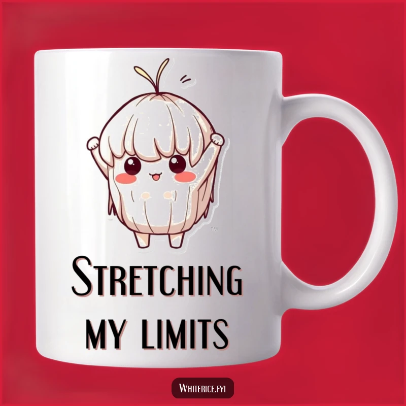 Funny Sticky Rice Stretch Mug: Determined Kawaii Character, Perfect Funny Gift