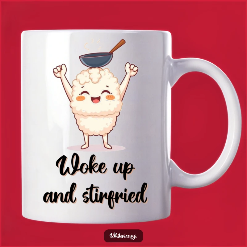 Funny Rice Chef Wok Mug - Triumphant Character, Perfect Funny Kitchen Gift