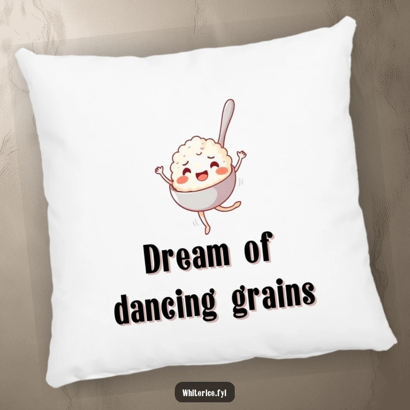 Funny Pillow: A joyful spoonful of rice pirouetting gracefully, adding a touch of comfort and humor to any seating area.