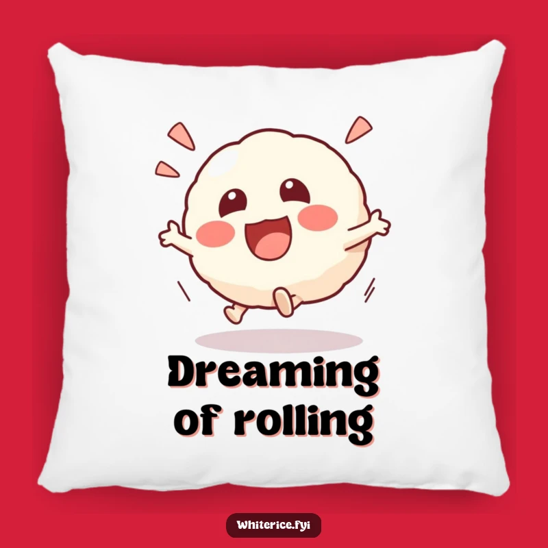 Funny Kawaii Risotto Ball Pillow: Cozy Excited Rolling Character, Playful Comfort Gift