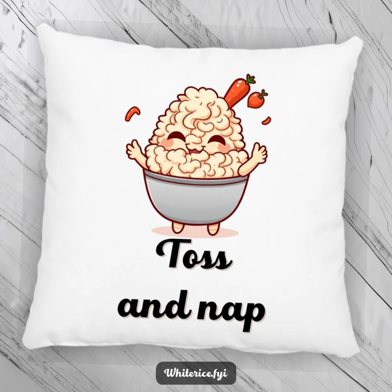 Funny Fried Rice Pillow: A giggling Kawaii character tossing vegetables, bringing a humorous and cheerful culinary accent to any room.
