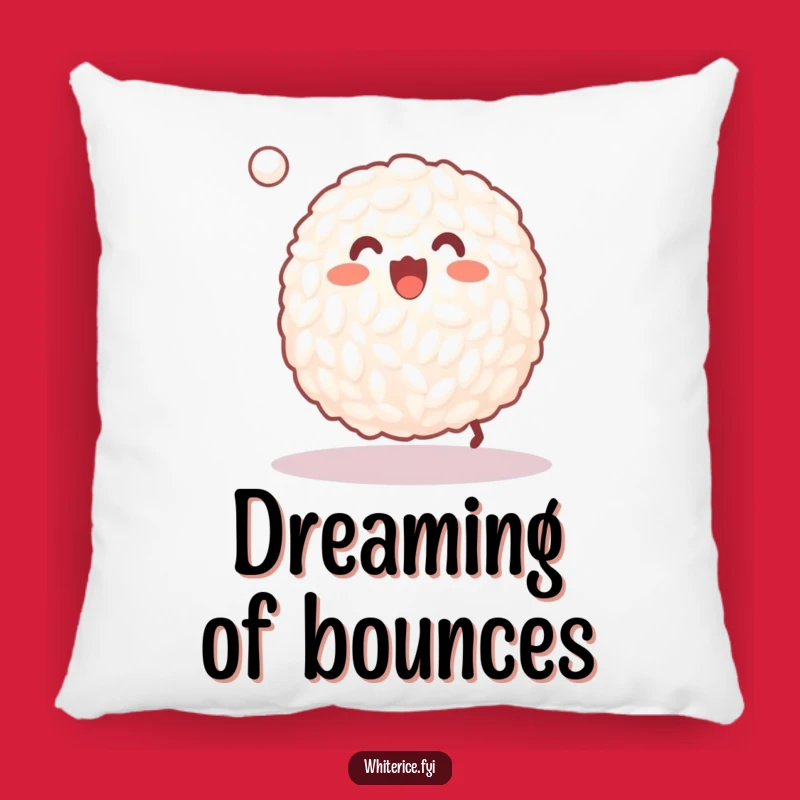 Funny Rice Baller Pillow: Happy Grain Bouncing Ball Playful Accent