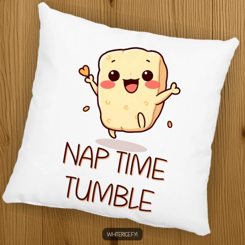 Funny Rice Cracker Pillow: A cute Kawaii cracker character caught mid-flip, bringing a playful and humorous accent to any seating area.