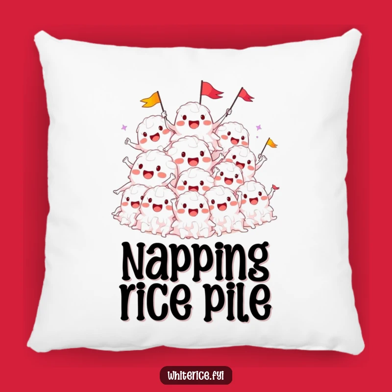 Funny Rice Pile Cheers Pillow: Cozy Comfort with Hilarious Celebration
