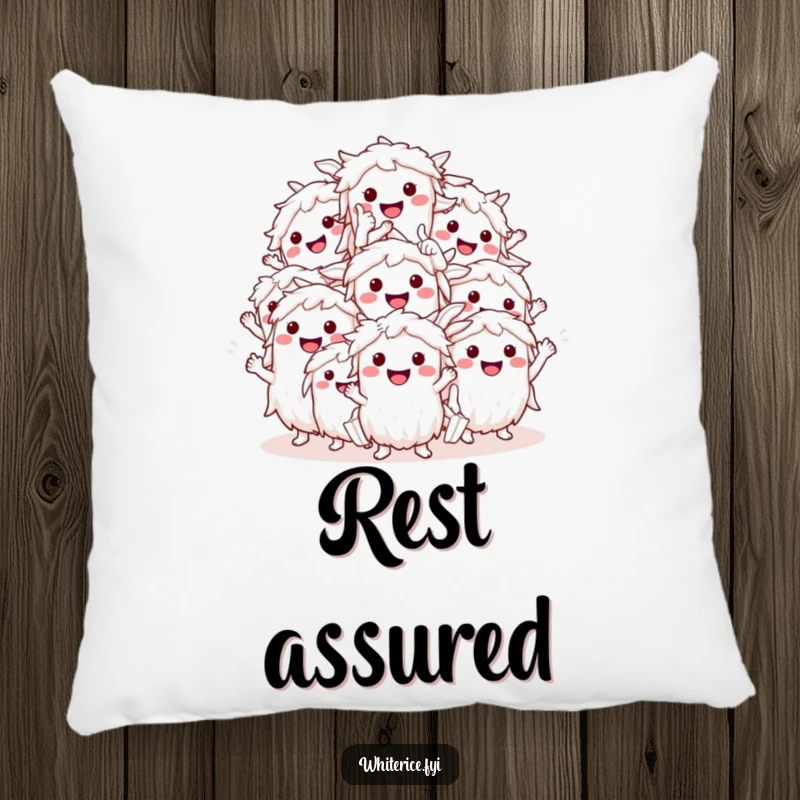 Funny smiling white rice characters pillow, giving a thumbs up, a soft and humorous decor item for comfort.