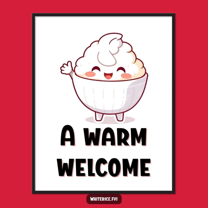 Funny Welcoming Rice Bowl Digital Print: Instant Hospitality Art!