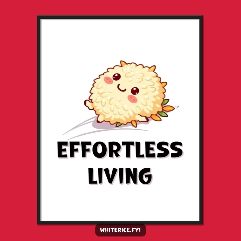 Funny Sliding Rice Art Print: Playful Character, Instant Decor