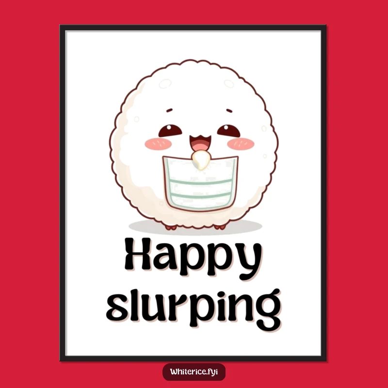 Funny Bibbed Rice Ball Digital Art: Cute Wall Art for a Smile