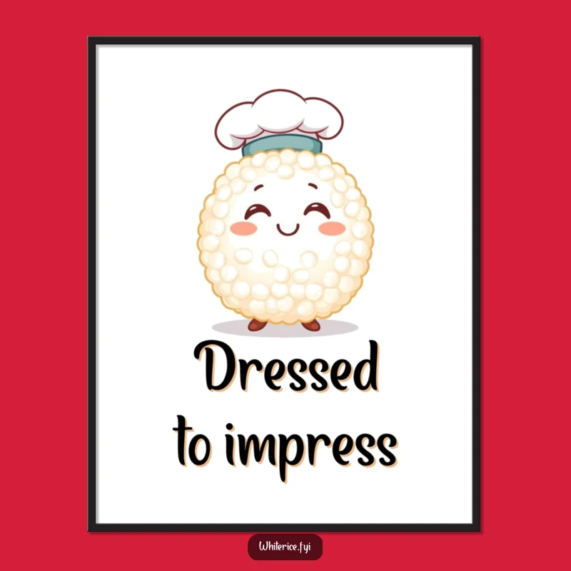 Funny Chef Rice Grain Digital Art: Cute Character Print Funny Gift