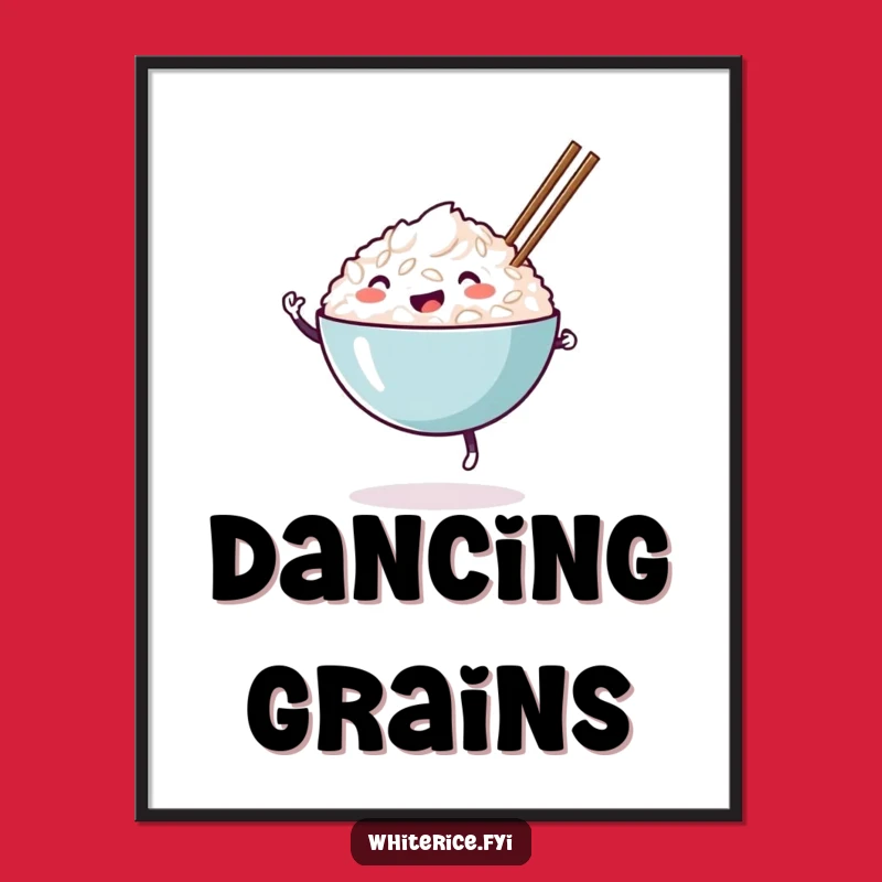 Funny Happy Rice Bowl Digital Art: Instant Foodie Fun for Your Walls