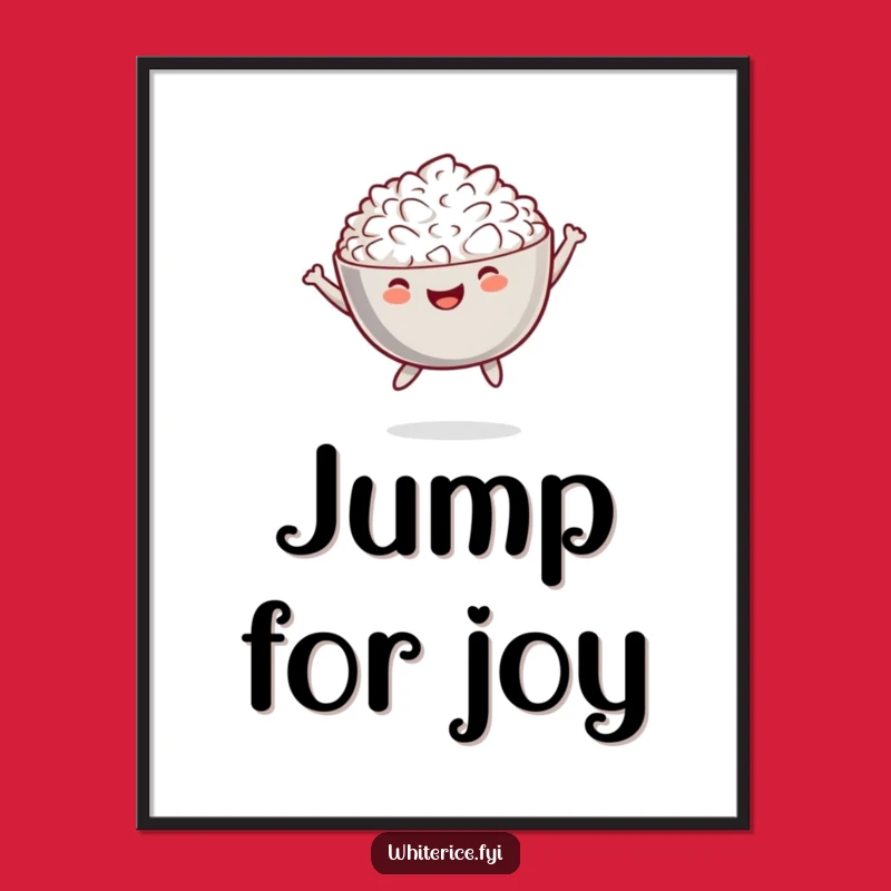 Funny Jumping Rice Digital Print - Playful Food Wall Art Gift
