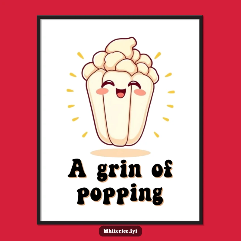Funny Kawaii Digital Art: Excited Popcorn for Instant Fun