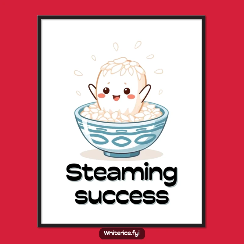 Funny Kawaii Rice Leap Digital Art: Happy Grain Print for Decor Funny Gift