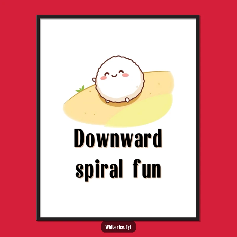 Funny Rice Ball Digital Art: Playful Cartoon Character, Instant Download Funny Gift Art