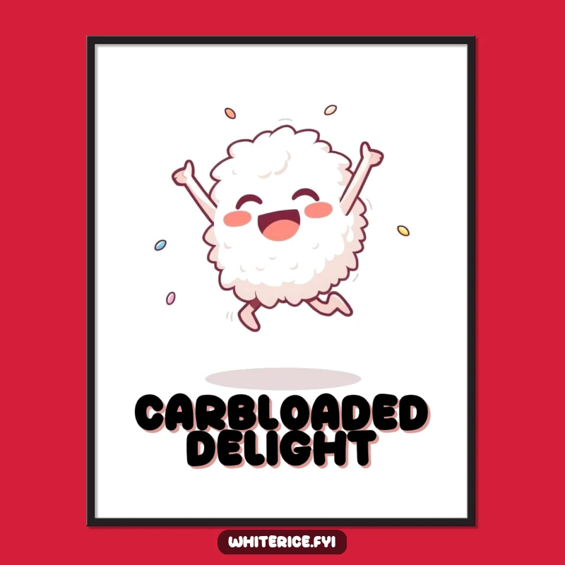 Funny Rice Triumph Digital Art: Delighted Grain’s Leap, Instant Joy & Funny Gift