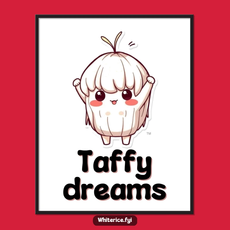 Funny Sticky Rice Stretch Digital Art: Determined Kawaii Decor, Instant Gift