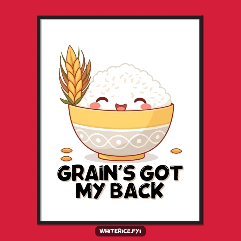 Funny Rice Bowl Digital Art, Instant Hilarious Foodie Decor Print Gift