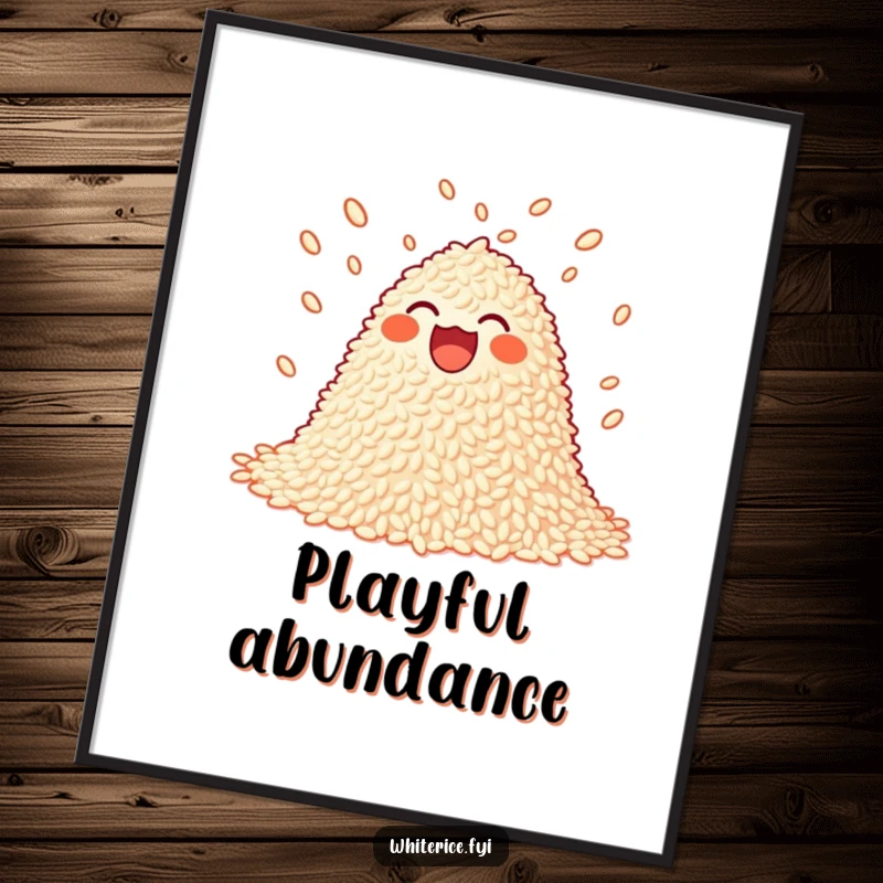 Funny juggling rice digital art print of a joyful pile of rice playfully juggling small grains.