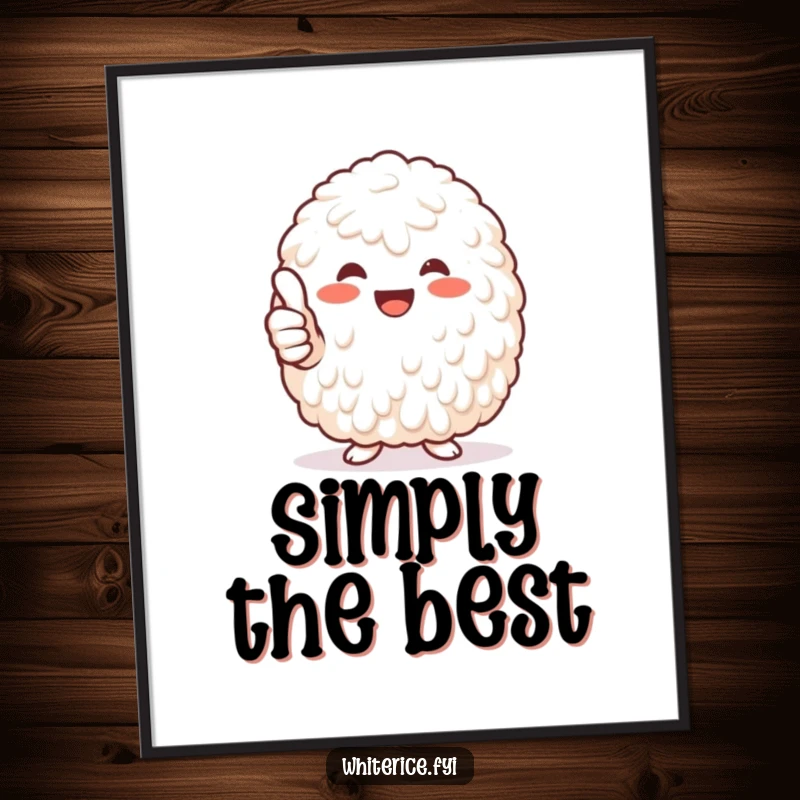 Funny heap of white rice giving a thumbs-up digital art print, capturing a moment of pure joy and humorous approval.