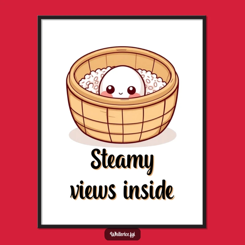 Funny Curious Rice Digital Art - Steamed Grain Peek Downloadable Gift