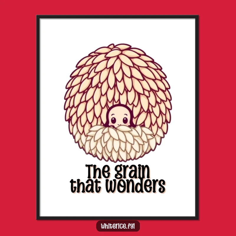 Funny Curious Rice Grain Digital Print - Peeking Art, Instant Discovery Download