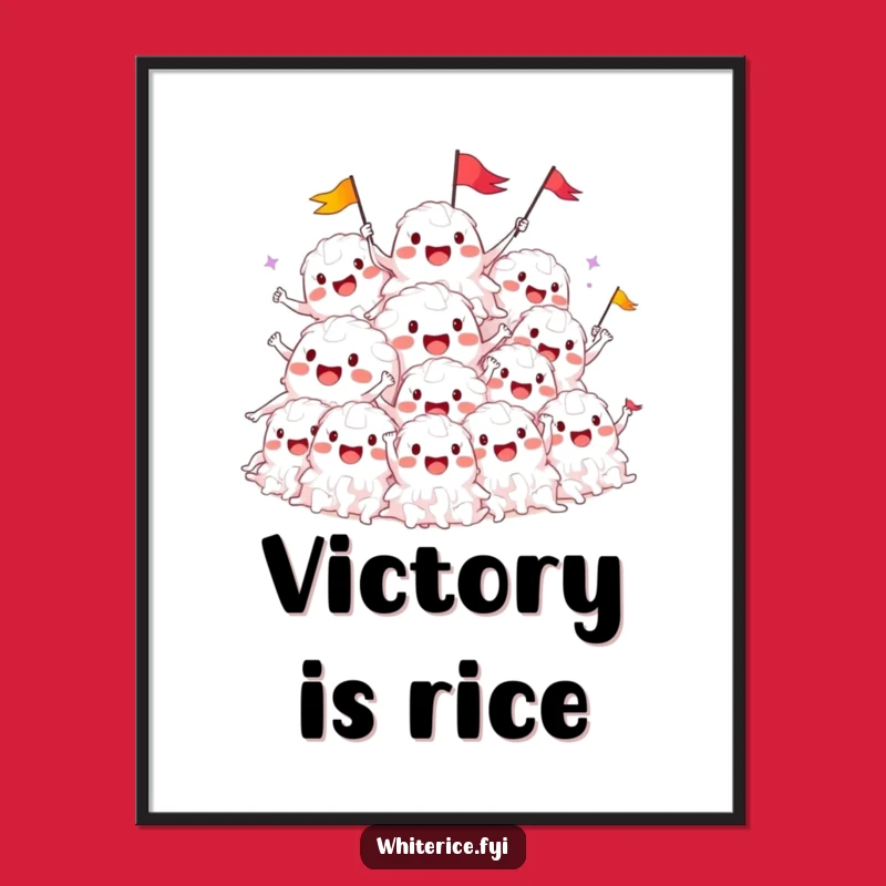 Funny Rice Pile Cheers Digital Art: Happy Characters for Instant Festive Vibes