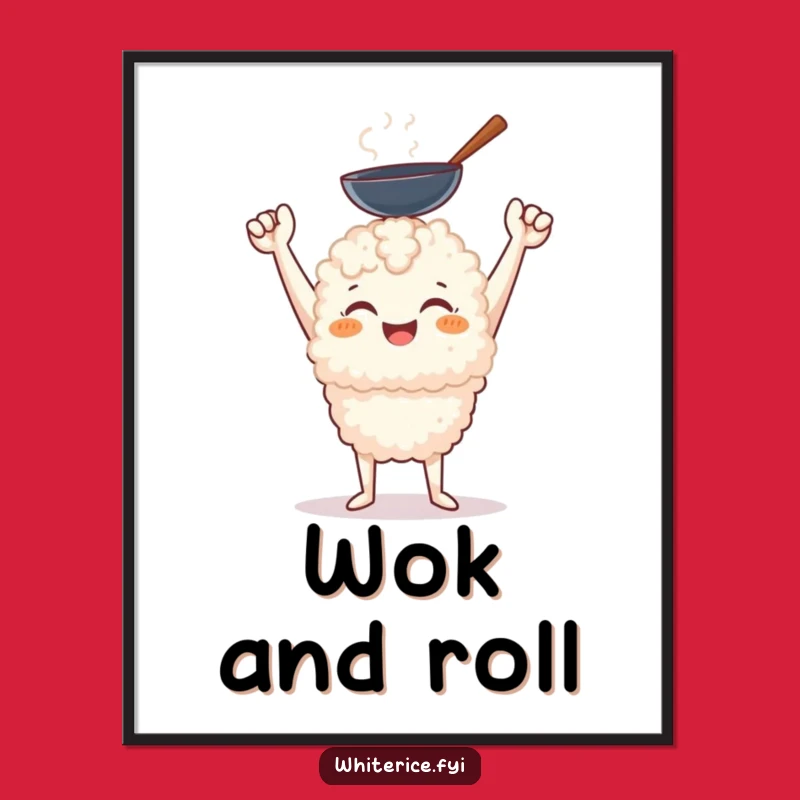 Funny Rice Chef Digital Art - Wok Holding Printable, Instant Funny Gift