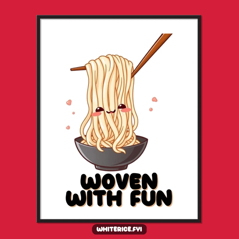 Funny Noodle Digital Art Print: Hilarious Playful Noodles and Chopsticks Art
