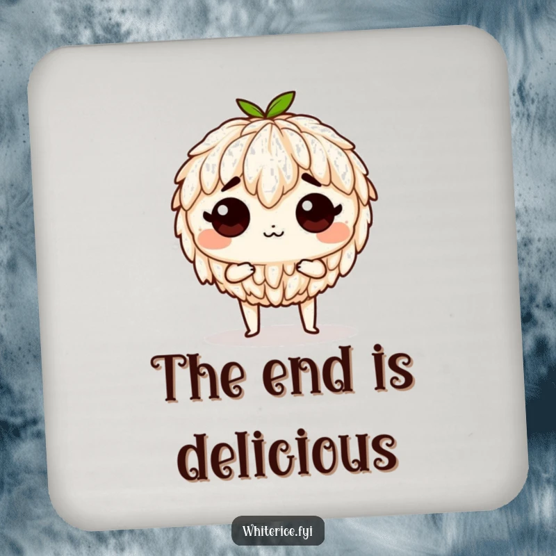 Funny determined rice coaster, ready to be eaten, a humorous and functional addition to drink service.